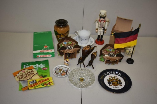 Box of Vintage Items from Germany, Cuco Clocks, Figurines, Dishes, + More!