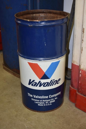 Large Valvoline Motor Oil Can Barrel, Great Garbage Can!