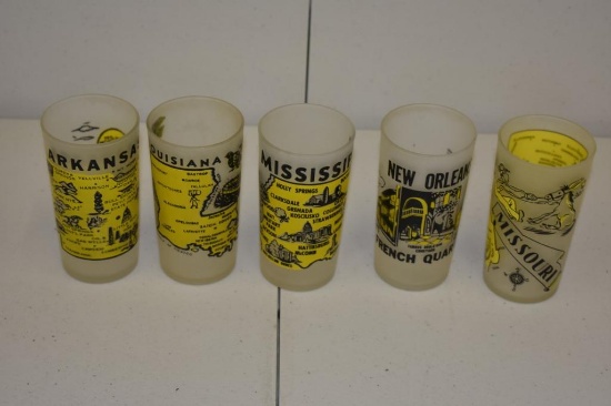 Lot of 5 Vintage United States Drinking Glasses