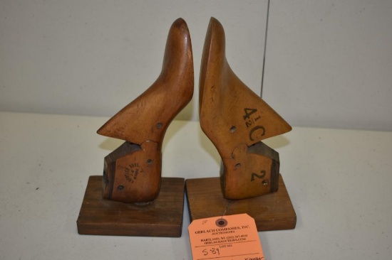 Pair of Vintage Krentler Bros Wooden Shoe Forms Bookends