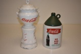 (2) COCA-COLA COOKIE JARS; SODA FOUNTAIN & JUG