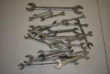 LARGE SET OF MISC MAKE OPEN END WRENCHES 23 PIECES
