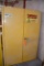 YELLOW FLAMMABLE HAZMAT CABINET WITH 2 SHELVES, MINMAL CONTENTS, 43