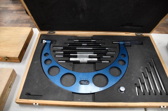 FOWLER DIGIT MICROMETERS WITH INTERCHANGEABLE ANVILS IN WOOD CASE