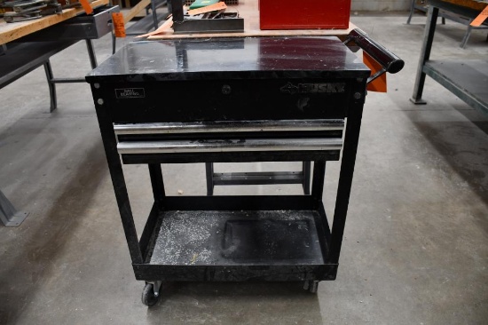 HUSKY CONBINATION SHOP CART/TOOL BOX WITH 4" CASTERS; 1 BIN, 1 SHELF, 2 DRAWERS, NO KEY 32" X 17" X