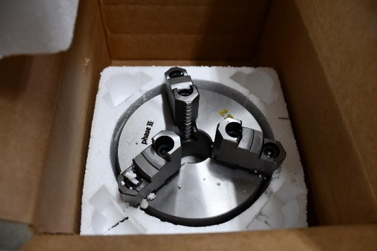 PHASE II 6" 3 JAW LATHE CHUCK WITH ACCESSORIES, NEW IN BOX