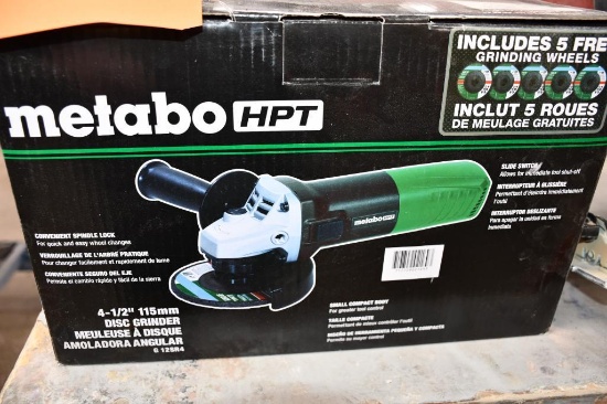 METABO HPT 4-1/2" (115MM) DISC GRINDER, NEW IN BOX WITH CASE AND MANUAL