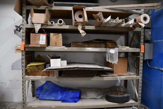 CONTENTS OF PALLET RACK CONSISTING OF ULINE SHIPPING MATERIAL, INCLUDES PEG BOARD, BRING TOOLS