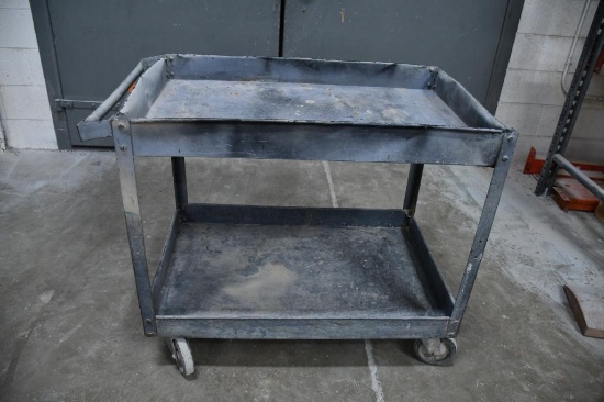 2 TIER METAL SHOP CART WITH 5" CASTERS, 39" X 24" X 33"H