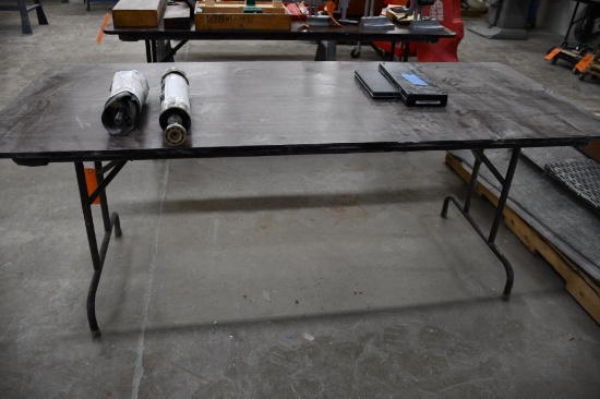 CAFETERIA STYLE FOLDING 6' TABLE, WOOD VENEER TOP, 72" X 30" X 29'H,