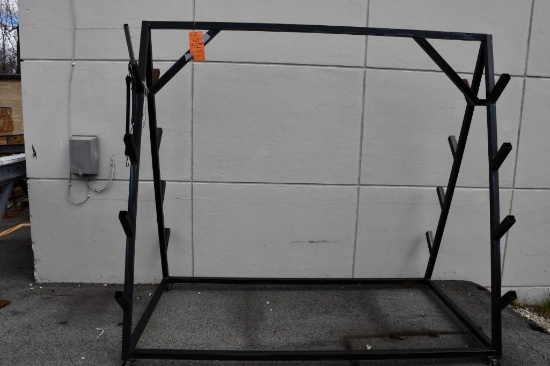 2 SIDED CANTILEVERED METAL STOCK RACK WITH 2" CASTERS, 78" X 40" X 70"H