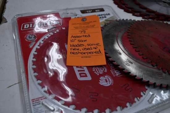 ASSORTED 10" SAW BLADES SOME NEW, USED AND RESHARPENED