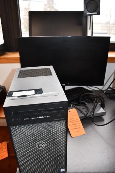 (2) MONITORS; ADC AND DELL WITH STAND, 2 KEYBOARDS, POWER STRIP, MOUSE AND DELL DESKTOP PC