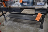 2 SHELF, 2 DRAWER WORKBENCH METAL FRAME WOOD TOP WITH 10