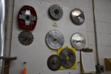 DADO BLADES AND ASSORTED SAW BLADES ON THIS BOARD