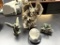 (2) GARGOYLE SCULPTURES (1) DRAGON SCULPTURE (1) GLASS BALL OF THE WORLD