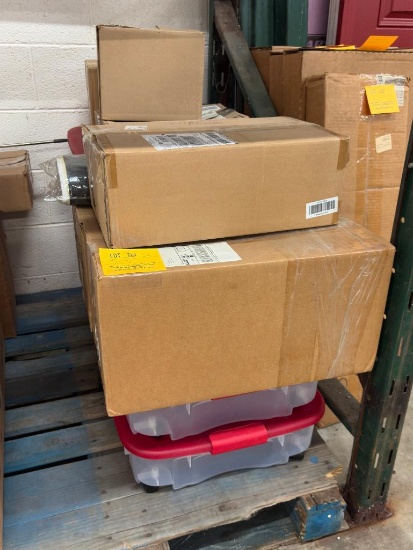 (6) BOXES OF MISC CHRISTMAS DECORATIONS, (3) PLASTIC TOTES
