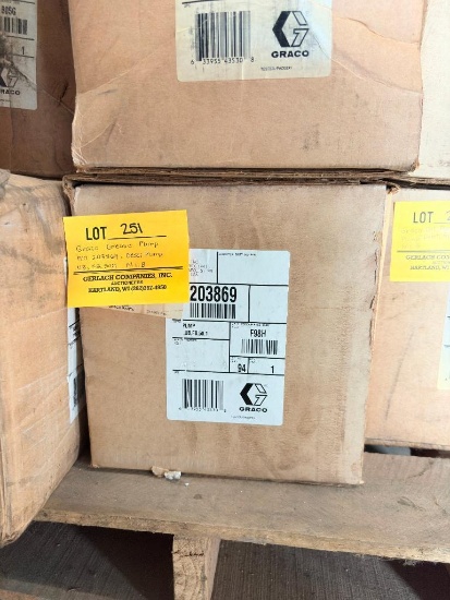 GRACO GREASE PUMP, P/N 203869, DESC: PUMP UB, FB, 50:1, NEW IN BOX