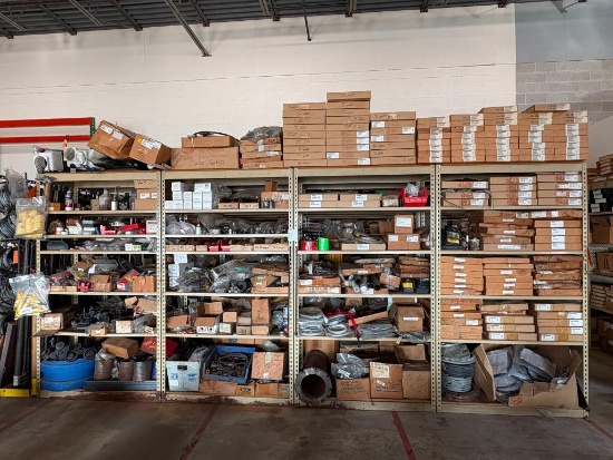 (8) METAL SHELVING UNITS 18"D x 48"W x 7'H W/CONTENTS: ROTARY LIFT INGROUND SEAL KITS (VARIOUS