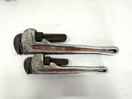 (2) RIDGID ALUMINUM HEAVY DUTY PIPE WRENCHES, 818 - 18" AND 814 - 14"