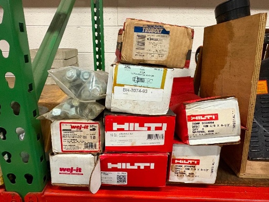 LOT TO INCLUDE HILTI KB3 5/8 X 4 3/4 BOLTS, WEJ-IT ANKR-TITI WEDGE ANCHOR 5/8 - 8 1/2, ETC