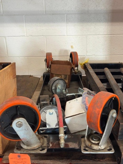 LOT W/ BLACK FRAME DRIP PAN, CASTERS 3"D X 15" X 43"