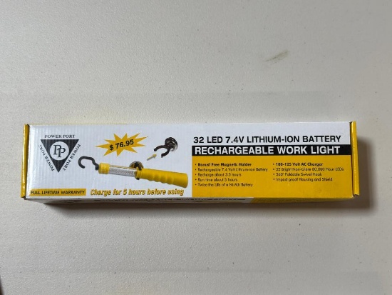 POWER-PORT 32 LED 7.4V, LITHIUM-ION BATTERY RECHARGEABLE WORK LIGHT, NEW IN BOX