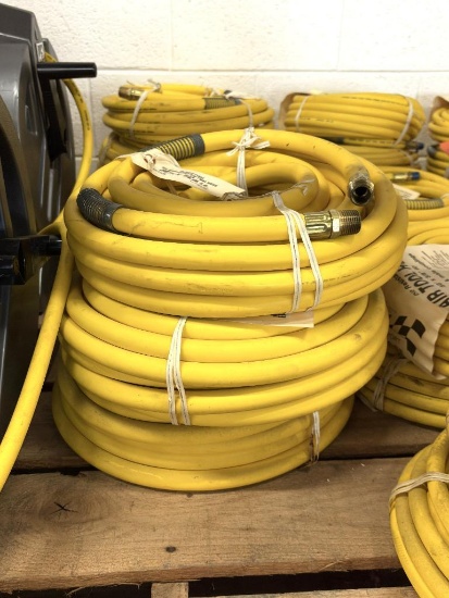 (3) OIL RESISTANT AIR HOSE 50' X 1/2", 300 PSI W/MALE & MALE COUPLINGS