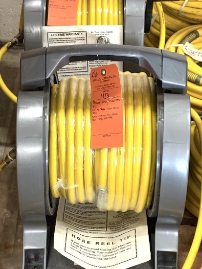 POWER PORT PRODUCTS 100' AIR HOSE ON A REEL, WALL MOUNT ON TOTE AIR HOSE CADDY