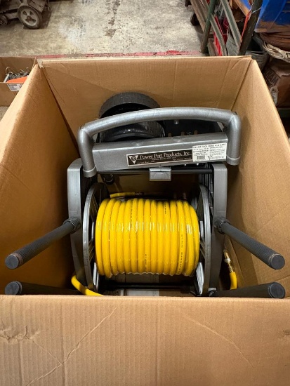 POWER PORT PRODUCTS 100' AIR TOOL HOSE ON CART, GRAPHITE STEEL CORE, NEW IN BOX