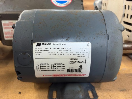 MAGNETEK CENTURY AC MOTOR, CAT H377, PART 8-123877-03, HP 3/4, VOLTS 200-230/460,