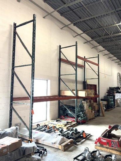 HEAVY DUTY STEEL PALLET RACKING, 44 1/2"D X 10" X 14', TWO SECTONS