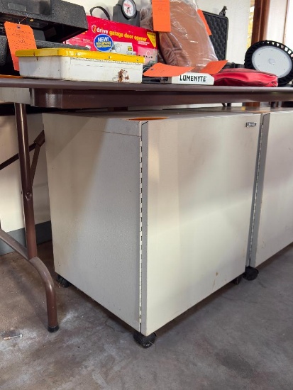SHARP METAL MOBILE STORAGE CABINET, SINGLE DOOR, 19 1/4"D X 20 `1/4"W X 25 1/4"H