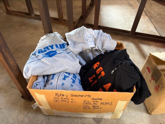 ROTARY SWEATSHIRTS, GREY; (2) LARGE, (2) X-LARGE; SWEATSHIRTS WITH HOODIES; (1) LARGE, (2) X-LARGE,