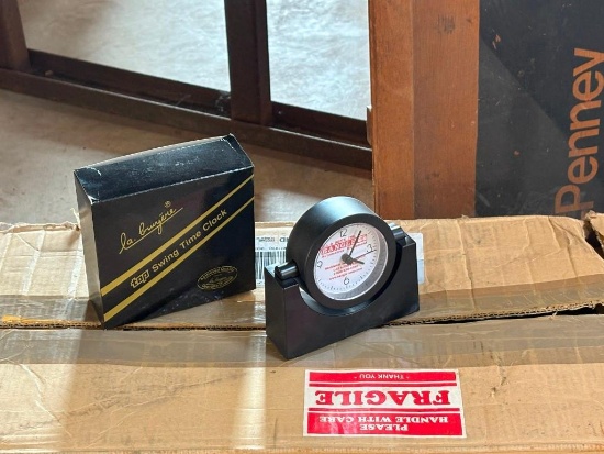 BOX WITH (43) LA BRUYERE TOP SWIVEL TIME CLOCKS, WITH COMPANY LOGO, NEW IN BOX