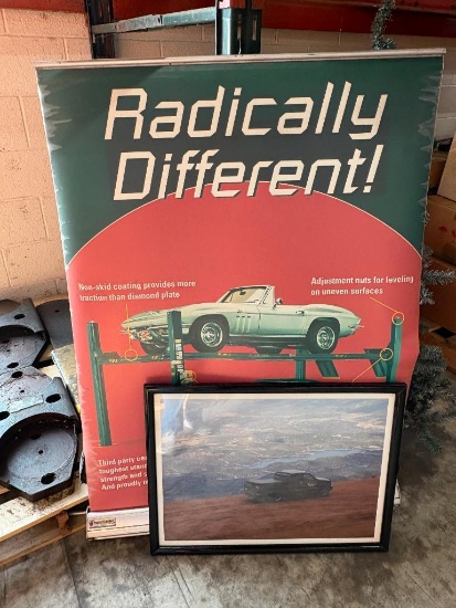 FRAMED POSTER "ROTARY AUTOMOTIVE LIFTS" ON TRUCK 19 1/4"H X 25 1/4"W AND PULL UP