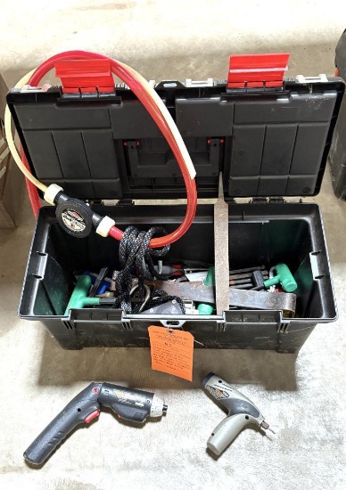 (2) TOOL BOXES W/CONTENTS; CRAFTSMAN 3.6V CORDLESS SCREW DRIVER, DREMEL STYLUS ROTARY TOOL,