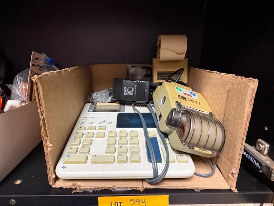 BOX OF CALCULATORS AND ZEBRA PORTABLE PRINTER