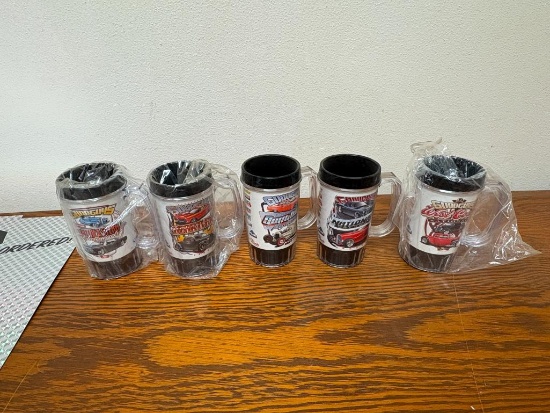 (5) GOODGUYS PLASTIC MUGS WITH COLLECTOR CAR IMAGE