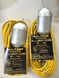 (2) ALL TEMP OIL RESISTANT 15 AMP DROP CORDS 50' - 14/3