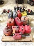 PALLET OF ASSORTED GAS CANS RANGING FROM 1 TO 5.5 GALLONS