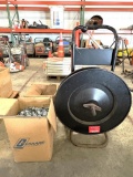 BAND CART W/TOOLING AND (2) BOXES OF BANDING CLAMPS