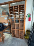 (3) WOODGRAIN FILE SLOTTED PAPER STORAGE - 24 COMPARTMENTS, ETC