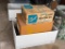 LARGE LOT OF (3) BOXES OF CANNING JARS- ALL SIZES- WIDE MOUTH AND NARROW, 2 BLUE CANNING JARS