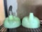 (2) JADEITE VINTAGE GLASS JUICERS - ONE HAS METAL SPOUT