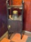 ANTIQUE WALNUT CIGAR PIPE SMOKING STAND WITH HUMIDOR WITH CIGAR JAR, 10 1/8