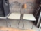 SET OF (4) VINTAGE IRON GARDEN CHAIRS W/WOOD SEATS