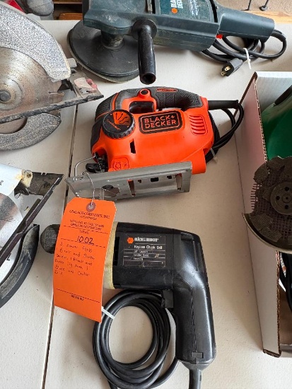 (3) POWER TOOLS (1) BLACK AND DECKER SANDER, (1) BLACK AND DECKER JIG SAW, AND (1) BLACK