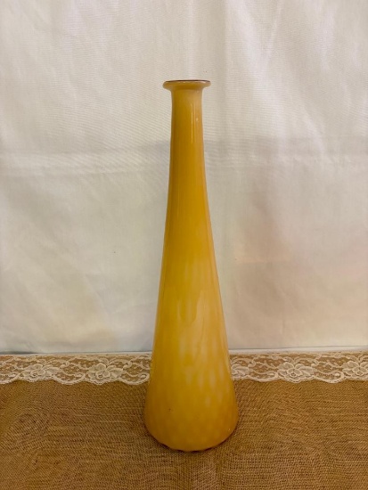 VINTAGE BUTTERSCOTCH TALL DECANTER, NO STOPPER, 18 1/2" TALL