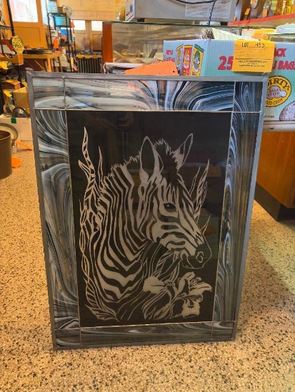 ZEBRA ART LEAD/STAINED GLASS STYLE WALL ART, 33"H X 24"W